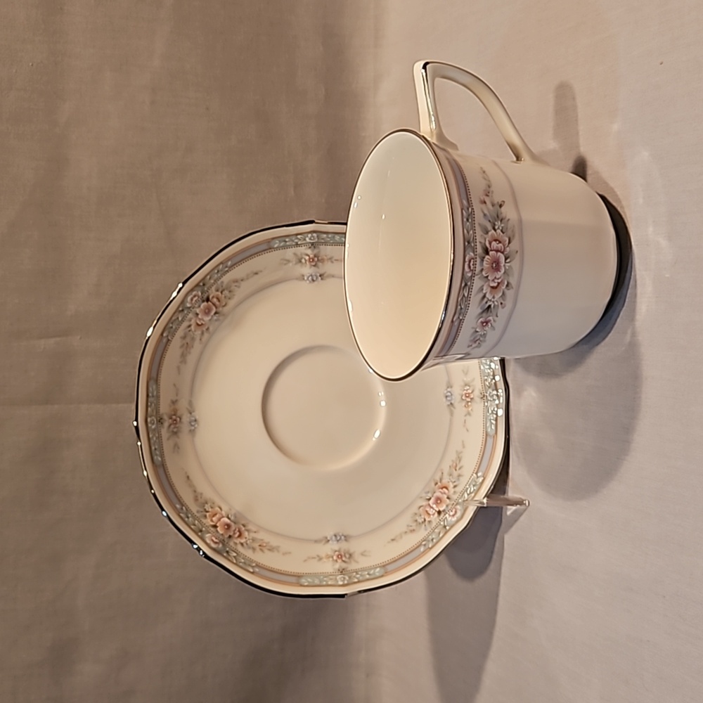 NEW Noritake Rothschild 7293 Flat Cup & Saucer Ivory China